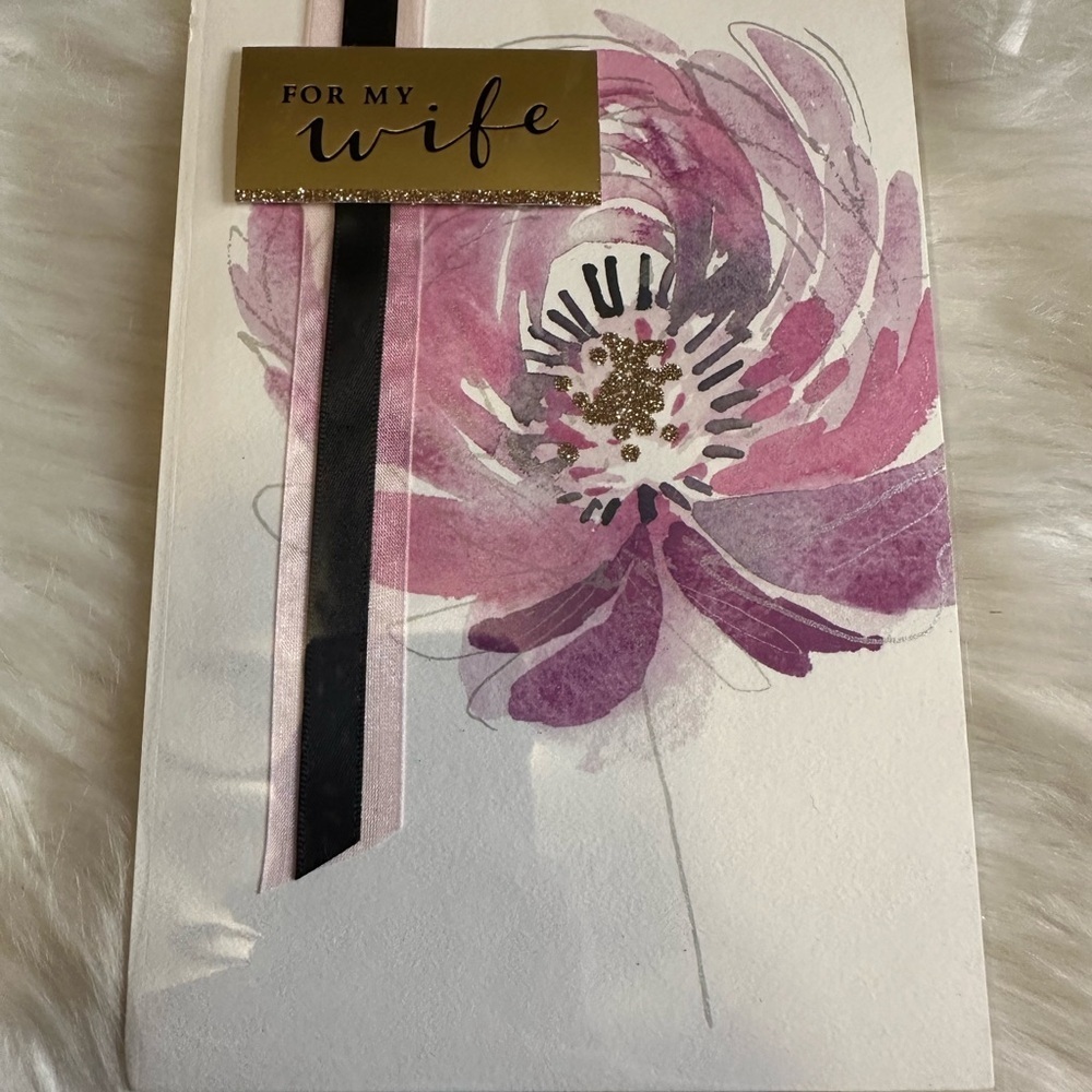 Floral Greeting Card with Pink and Gold Accents